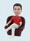 Custom Bobblehead Sitting On The Couch