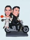 Custom Wedding Bobbleheads Cake topper With Motorcycle