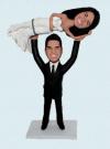 Custom Wedding Bobbleheads Groom lifting bride overhead bobbleheads
