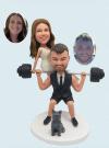 Custom bobbleheads weightlifting wedding cake topper bobbleheads
