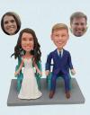 Custom Bobbleheads Wedding Cake Toppers Couple On Beach Chair