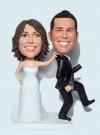Custom wedding bobbleheads groom running away