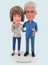 Personalized Couple Bobbleheads Figurines Hold Red Wine