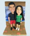 Custom Couple Bobblehead With Photo Wall