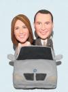 Custom Wedding Bobbleheads Couple in Car